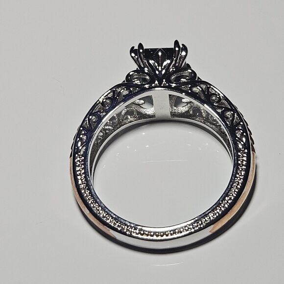 **Sale** Sterling Silver Gold Plated Black Rhinestone Ring Size 9 - Picture 10 of 12